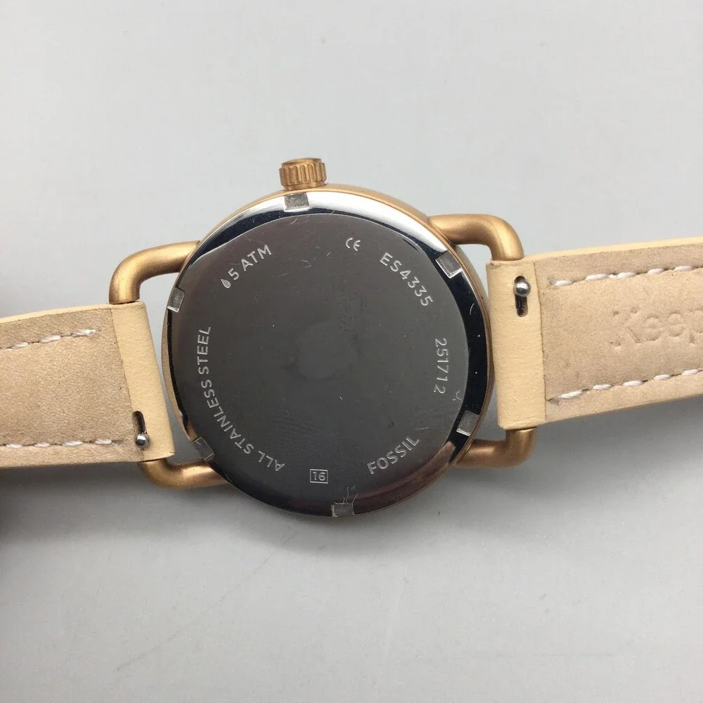 Fossil Commuter Womens Watch 42mm Date Brown Leather ES4335 New Battery